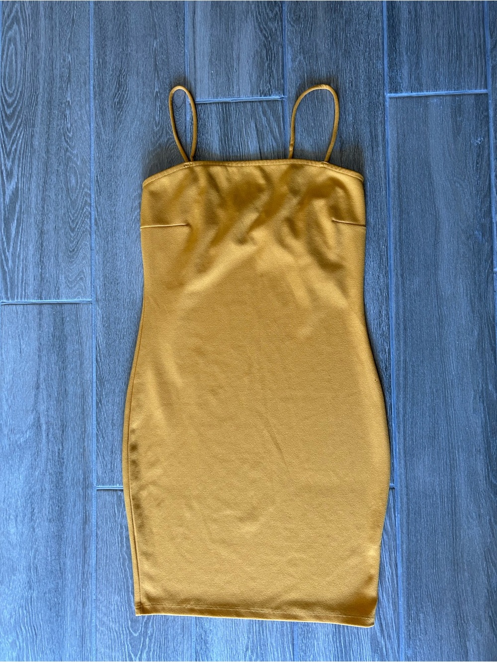 Mustard Spaghetti Strap Mini Dress